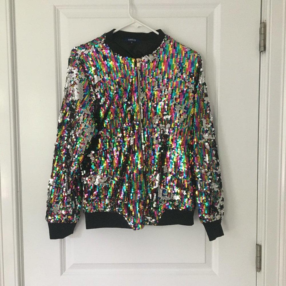 Total Sequin Raver Zip Up